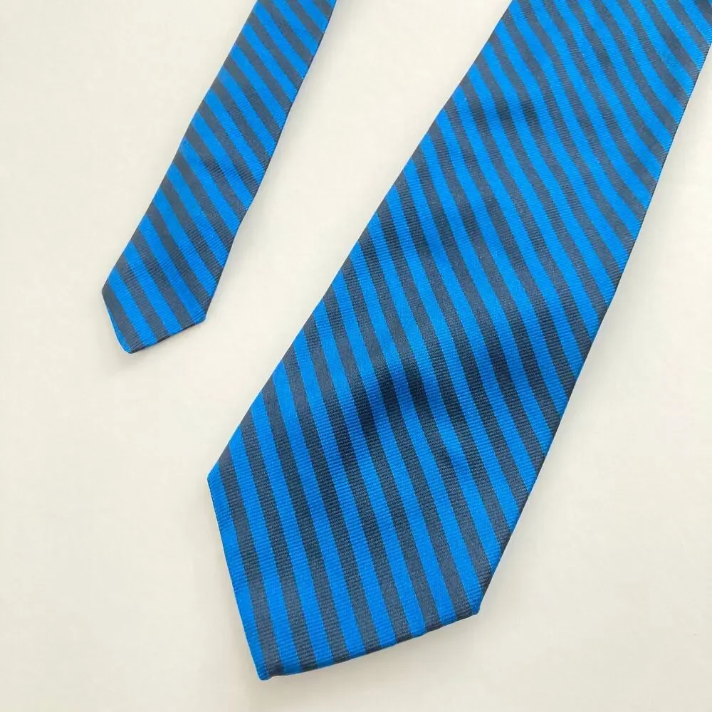 Brooks Basics 100% Silk Blue Navy Stripe Repp Tie Regimental Preppy Office Gift